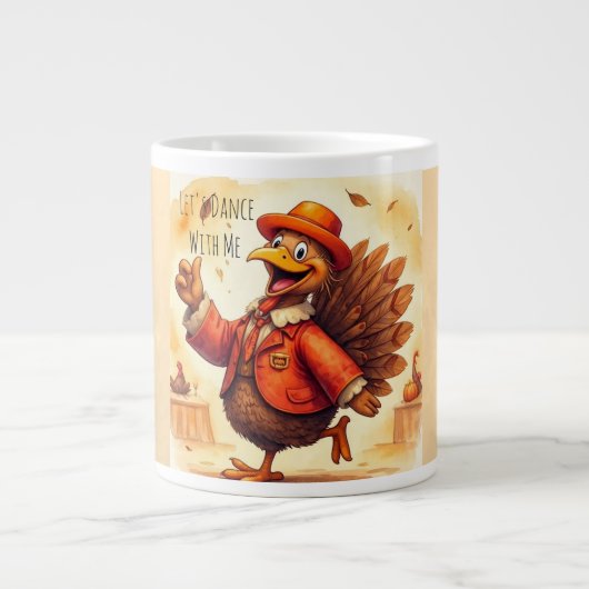 Funny Turkey, Let's Dance with Me, Thanksgiving Jumbo-Tasse (Vorderseite)