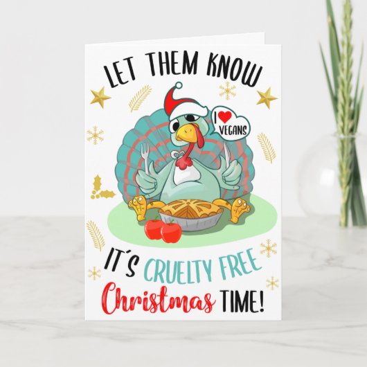Funny Turkey Liebe Veganer, Vegan Weihnachten Karte (Vorderseite)