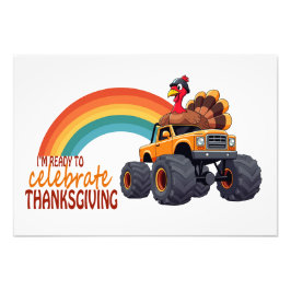 Funny Turkey Monster Truck Erntedank drucken Fotodruck