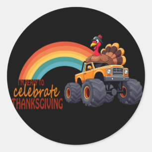 Funny Turkey Monster Truck Erntedank Sticker