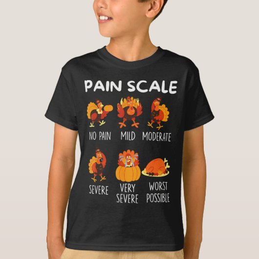 Funny Turkey Pain Scale Thanksgiving Cna Er Nurse  T-Shirt (Vorderseite)