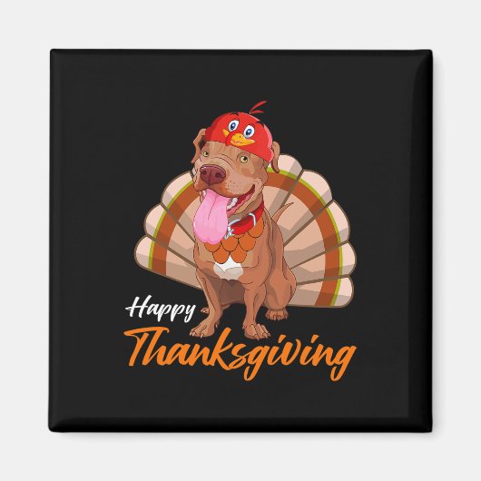 Funny Turkey Pitbull Dog Maple Leaf Fall Vibes Tha Magnet (Vorne)