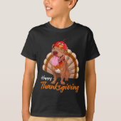 Funny Turkey Pitbull Dog Maple Leaf Fall Vibes Tha T-Shirt (Vorderseite)