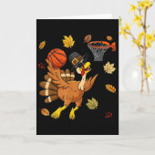 Funny Turkey Playing Bysketbyll Happy Thanksgiving Karte (Gelbe Blume)