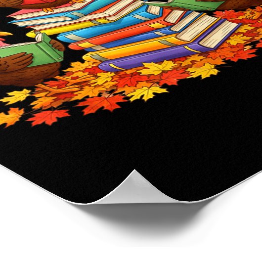 Funny Turkey Reading Book Fall Thanksgiving Teache Poster (Ecke)