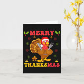 Funny Turkey Santa Merry Thanksmas Christmas Thank Karte (Gelbe Blume)