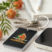 Funny Turkey Santa Merry Thanksmas Weihnachten Schlüsselanhänger (Vorderseite rechts)