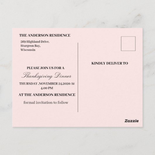 Funny Turkey Save the Date Erntedank Postkarte (Rückseite)