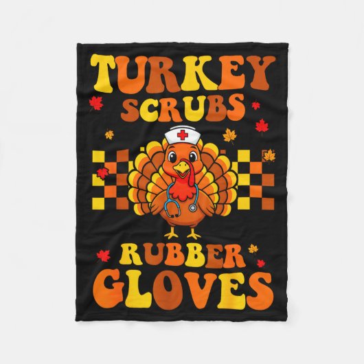 Funny Turkey Scrubs Rubber Gloves Thanksgiving Nur Fleecedecke (Vorderseite)