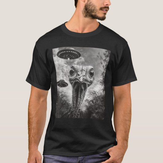 Funny Turkey Selfie UFO Erntedank T-Shirt (Vorderseite)