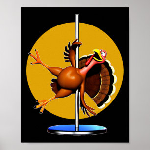 Funny Turkey tanzend Bekleidungstanzpole Thanksgi Poster