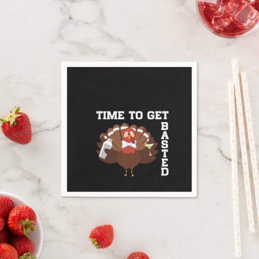 Funny Turkey Time To Get Basted Thanksgiving Serviette (Beispiel)