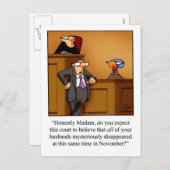 Funny Turkey Trial Erntedank Postcard Feiertagspostkarte (Vorne/Hinten)