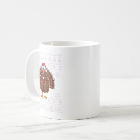 Funny Turkey Ugge Weihnachts Sweater Weihnachtsjet Kaffeetasse (Vorderseite Links)
