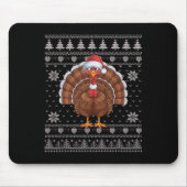 Funny Turkey Ugge Weihnachts Sweater Weihnachtsjet Mousepad (Vorne)