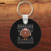 Funny Turkey Ugge Weihnachts Sweater Weihnachtsjet Schlüsselanhänger (Vorderseite)