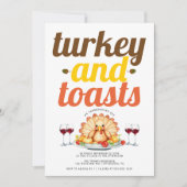 Funny Turkey und Toasts Typografie Friendsgiving Einladung (Vorderseite)