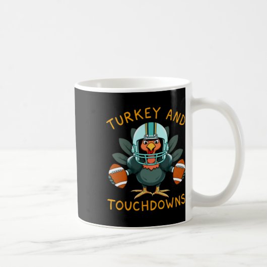 Funny Turkey und Touchdowns Erntedank Football Kaffeetasse (Rechts)