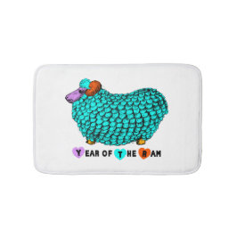 Funny Türkise Ram Chinese Year Zodiac Bath Mat Badematte