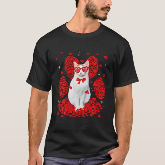 Funny Turkish Van Cat Valentine Paw Herzkatzenkatz T-Shirt (Vorderseite)