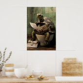 Funny Turtle Bathroom Print, Toilet Newspaper Art Poster (Küche)