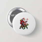 Funny Turtle Christmas Santa Riding Sea Turtle Xma Button (Vorne & Hinten)