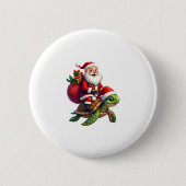 Funny Turtle Christmas Santa Riding Sea Turtle Xma Button (Vorderseite)