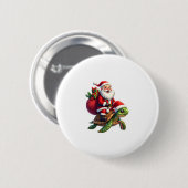 Funny Turtle Christmas Santa Riding Sea Turtle Xma Button (Vorne & Hinten)