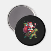Funny Turtle Christmas Santa Riding Sea Turtle Xma Magnet (Vorderseite/Rückseite)