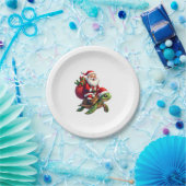 Funny Turtle Christmas Santa Riding Sea Turtle Xma Pappteller (Party)