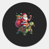 Funny Turtle Christmas Santa Riding Sea Turtle Xma Runder Aufkleber (Vorderseite)