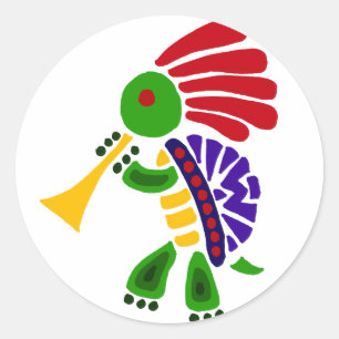 Funny Turtle Dancing Kokopelli Style Runder Aufkleber