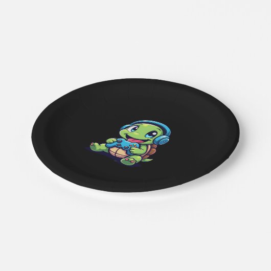 Funny Turtle Gamer Gaming Turtles Video Game (1) Pappteller (Schrägansicht)