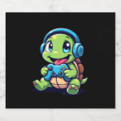 Funny Turtle Gamer Gaming Turtles Video Game (1) Schaumweinetikett (Einzelnes Label)