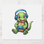 Funny Turtle Gamer Gaming Turtles Video Game (1) Schaumweinetikett (Einzelnes Label)