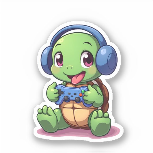 Funny Turtle Gamer Gaming Turtles Video Game (2) Aufkleber (Vorderseite)