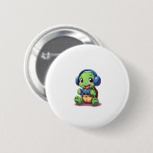 Funny Turtle Gamer Gaming Turtles Video Game (2) Button (Vorne & Hinten)