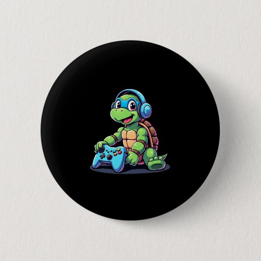 Funny Turtle Gamer Gaming Turtles Video Game (2) Button (Vorderseite)