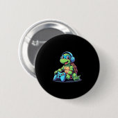 Funny Turtle Gamer Gaming Turtles Video Game (2) Button (Vorne & Hinten)