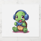 Funny Turtle Gamer Gaming Turtles Video Game (2) Schaumweinetikett (Einzelnes Label)