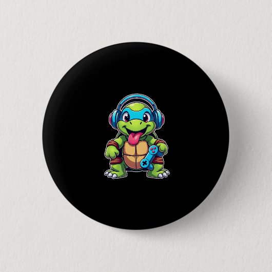 Funny Turtle Gamer Gaming Turtles Video Game (4) Button (Vorderseite)