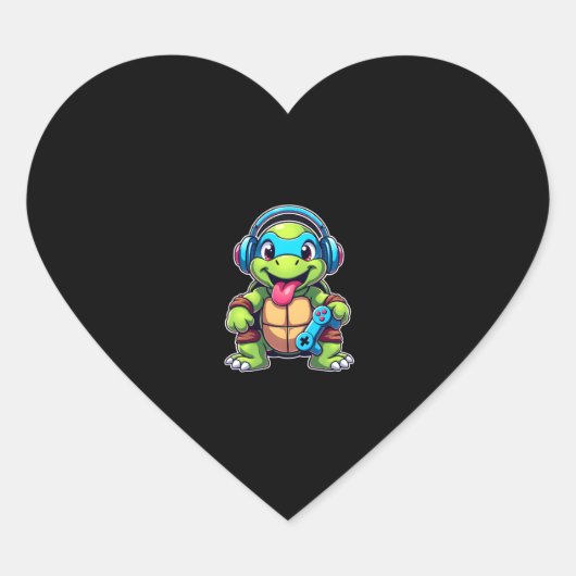 Funny Turtle Gamer Gaming Turtles Video Game (4) Herz-Aufkleber (Vorderseite)