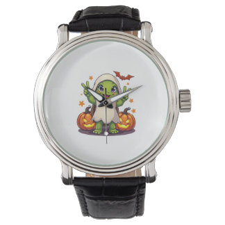 Funny Turtle Ghost Pumpkin Boo Halloween Kids Mens Armbanduhr