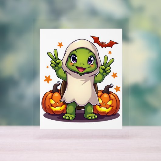 Funny Turtle Ghost Pumpkin Boo Halloween Kinder Me Acrylschild (Neutral)