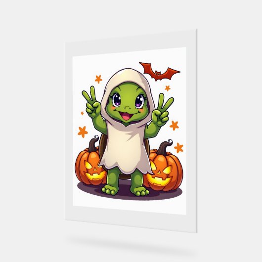 Funny Turtle Ghost Pumpkin Boo Halloween Kinder Me Acrylschild (Winkel)