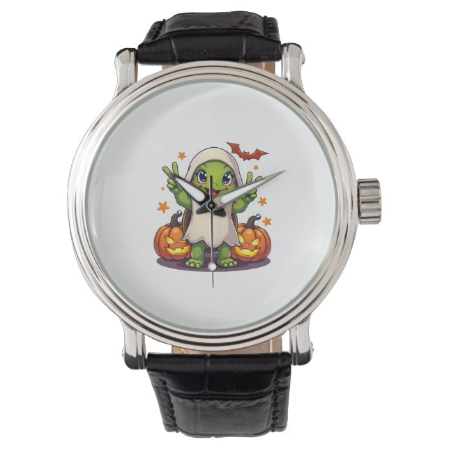 Funny Turtle Ghost Pumpkin Boo Halloween Kinder Me Armbanduhr (Vorderseite)