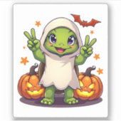 Funny Turtle Ghost Pumpkin Boo Halloween Kinder Me Aufkleber (Vorderseite)
