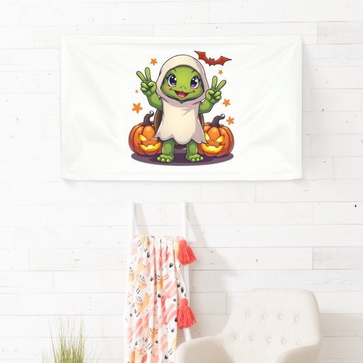 Funny Turtle Ghost Pumpkin Boo Halloween Kinder Me Banner (Insitu)
