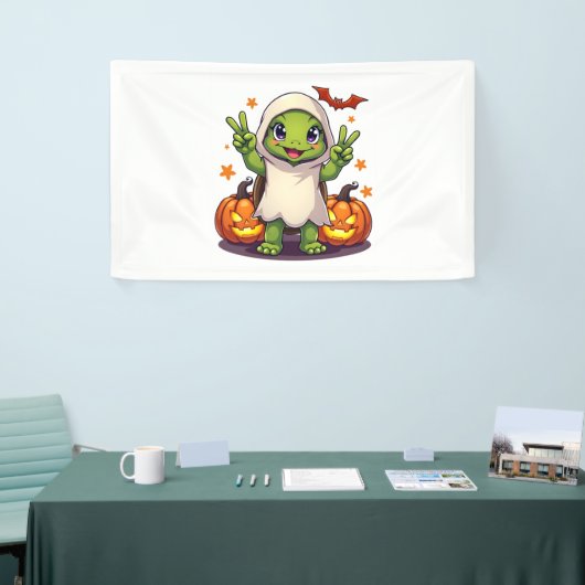 Funny Turtle Ghost Pumpkin Boo Halloween Kinder Me Banner (Messeveranstaltung)