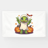 Funny Turtle Ghost Pumpkin Boo Halloween Kinder Me Banner (Horizontal)